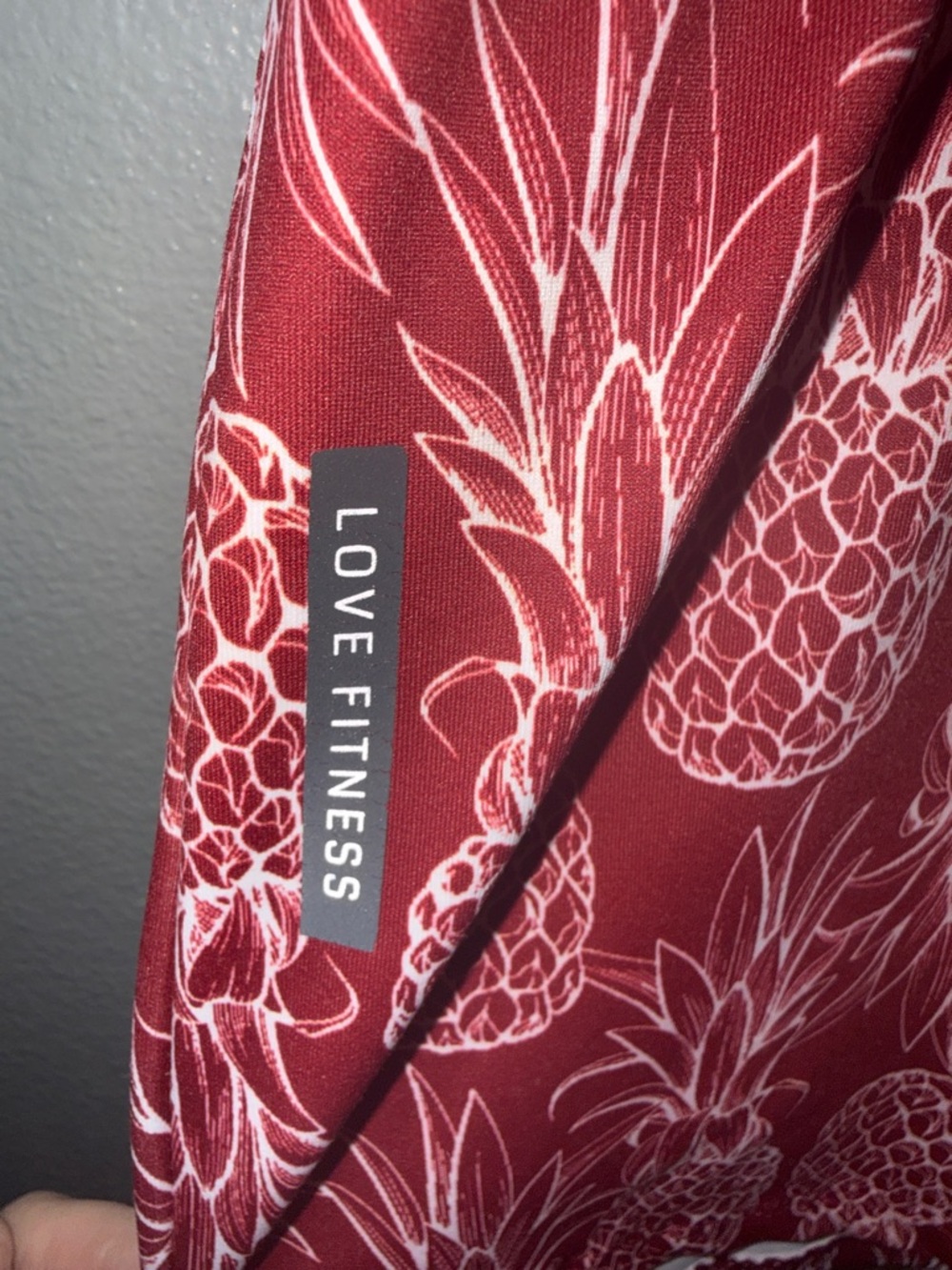 High-Rise Pineapple Print Fitness Skort in Maroon - Picture 6 of 6
